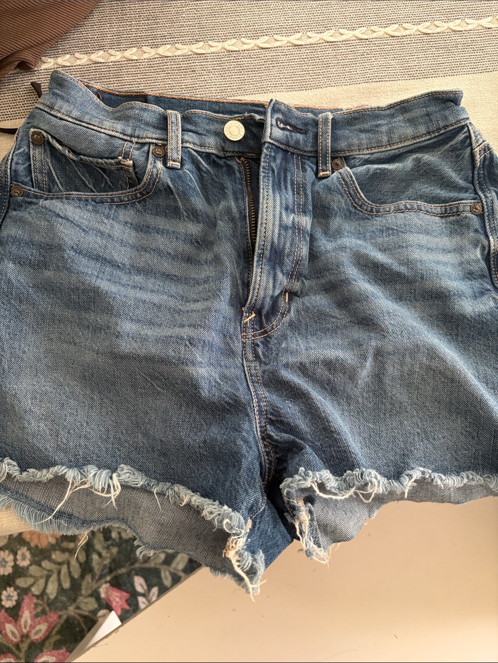 AE Highest Rise BF Classic Blue Denim Cutoff Shorts - Women's